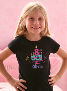 Girls 8th Birthday Cake T-shirt - Celebrate Her Eighth Birthday