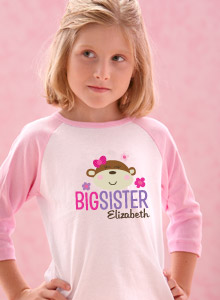 big sister monkey t-shirt